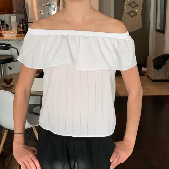 Levi Off-Shoulder White Top - Picture 1 of 3
